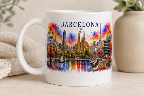 Barcelona tasse bunte skyline - barcelona,